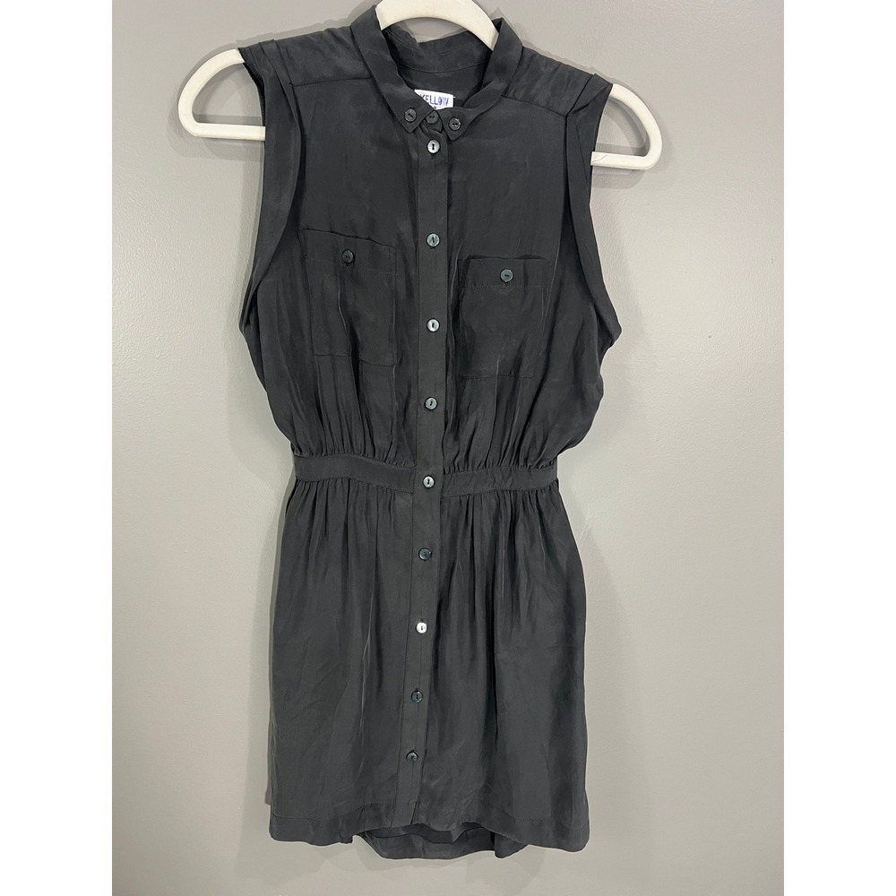 Yellow is Gold Silk Dress Womens Small Black Great Sleeveless Open Back Cutout